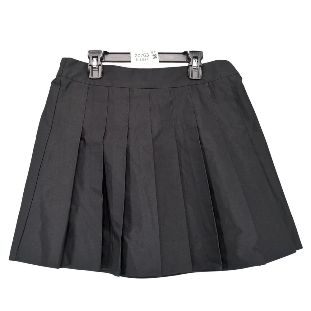 Hippie Rose Black Pleated A-Line Micro Mini Skirt Size L Elastic Waist Twee Goth